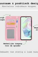 BASEY. Hoes Geschikt voor Samsung A35 Hoesje Bookcase Hoes Flip Case Book Cover Met Screenprotector - Hoesje Geschikt voor Samsung Galaxy A35 5G Hoes Book Case Hoesje - Lichtroze