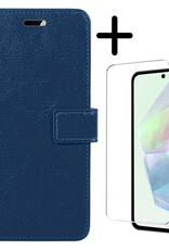 BASEY. Hoes Geschikt voor Samsung A35 Hoesje Bookcase Hoes Flip Case Book Cover Met Screenprotector - Hoesje Geschikt voor Samsung Galaxy A35 5G Hoes Book Case Hoesje - Donkerblauw