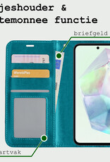 BASEY. Hoes Geschikt voor Samsung A35 Hoesje Bookcase Hoes Flip Case Book Cover - Hoesje Geschikt voor Samsung Galaxy A35 5G Hoes Book Case Hoesje - Turquoise