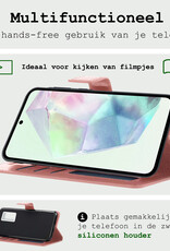 BASEY. Hoes Geschikt voor Samsung A35 Hoesje Bookcase Hoes Flip Case Book Cover - Hoesje Geschikt voor Samsung Galaxy A35 5G Hoes Book Case Hoesje - Rosé goud