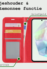 BASEY. Hoes Geschikt voor Samsung A35 Hoesje Bookcase Hoes Flip Case Book Cover - Hoesje Geschikt voor Samsung Galaxy A35 5G Hoes Book Case Hoesje - Rood