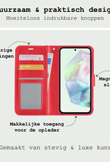 BASEY. Hoes Geschikt voor Samsung A35 Hoesje Bookcase Hoes Flip Case Book Cover - Hoesje Geschikt voor Samsung Galaxy A35 5G Hoes Book Case Hoesje - Rood