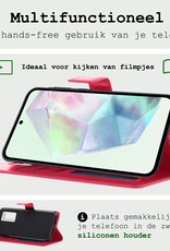 BASEY. Hoes Geschikt voor Samsung A35 Hoesje Bookcase Hoes Flip Case Book Cover - Hoesje Geschikt voor Samsung Galaxy A35 5G Hoes Book Case Hoesje - Donkerroze