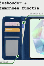 BASEY. Hoes Geschikt voor Samsung A35 Hoesje Bookcase Hoes Flip Case Book Cover - Hoesje Geschikt voor Samsung Galaxy A35 5G Hoes Book Case Hoesje - Donkerblauw