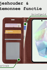 BASEY. Hoes Geschikt voor Samsung A35 Hoesje Bookcase Hoes Flip Case Book Cover - Hoesje Geschikt voor Samsung Galaxy A35 5G Hoes Book Case Hoesje - Bruin