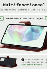 BASEY. Hoes Geschikt voor Samsung A35 Hoesje Bookcase Hoes Flip Case Book Cover - Hoesje Geschikt voor Samsung Galaxy A35 5G Hoes Book Case Hoesje - Bruin
