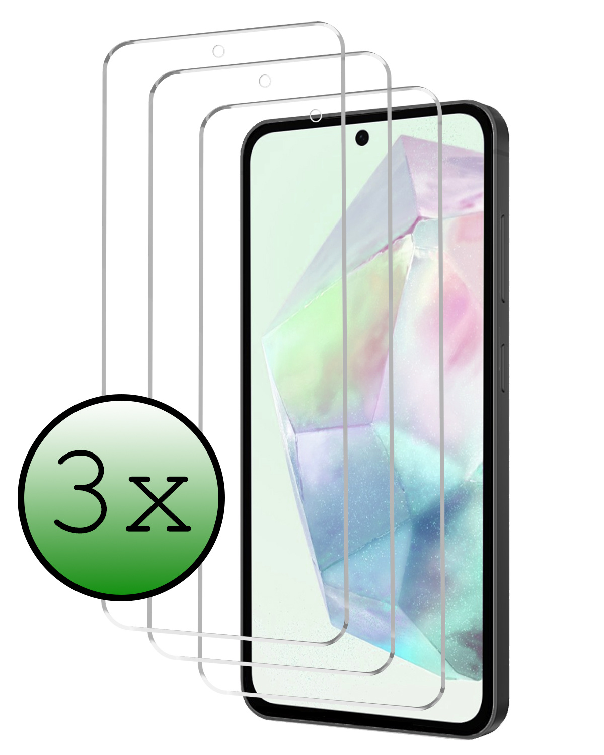 BASEY. Screenprotector Geschikt voor Samsung A35 Screenprotector Tempered Glass - Screenprotector Geschikt voor Samsung Galaxy A35 5G Beschermglas Screen Protector Glas - 3 Stuks