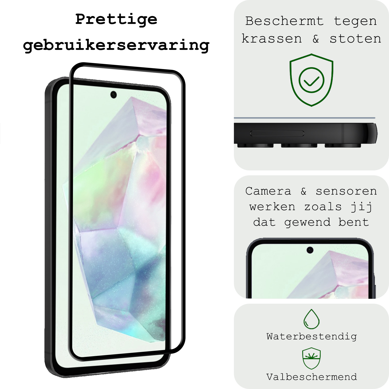 BASEY. Screenprotector Geschikt voor Samsung A35 Screenprotector Beschermglas Full Cover - Screenprotector Geschikt voor Samsung Galaxy A35 5G Screen Protector Full Cover
