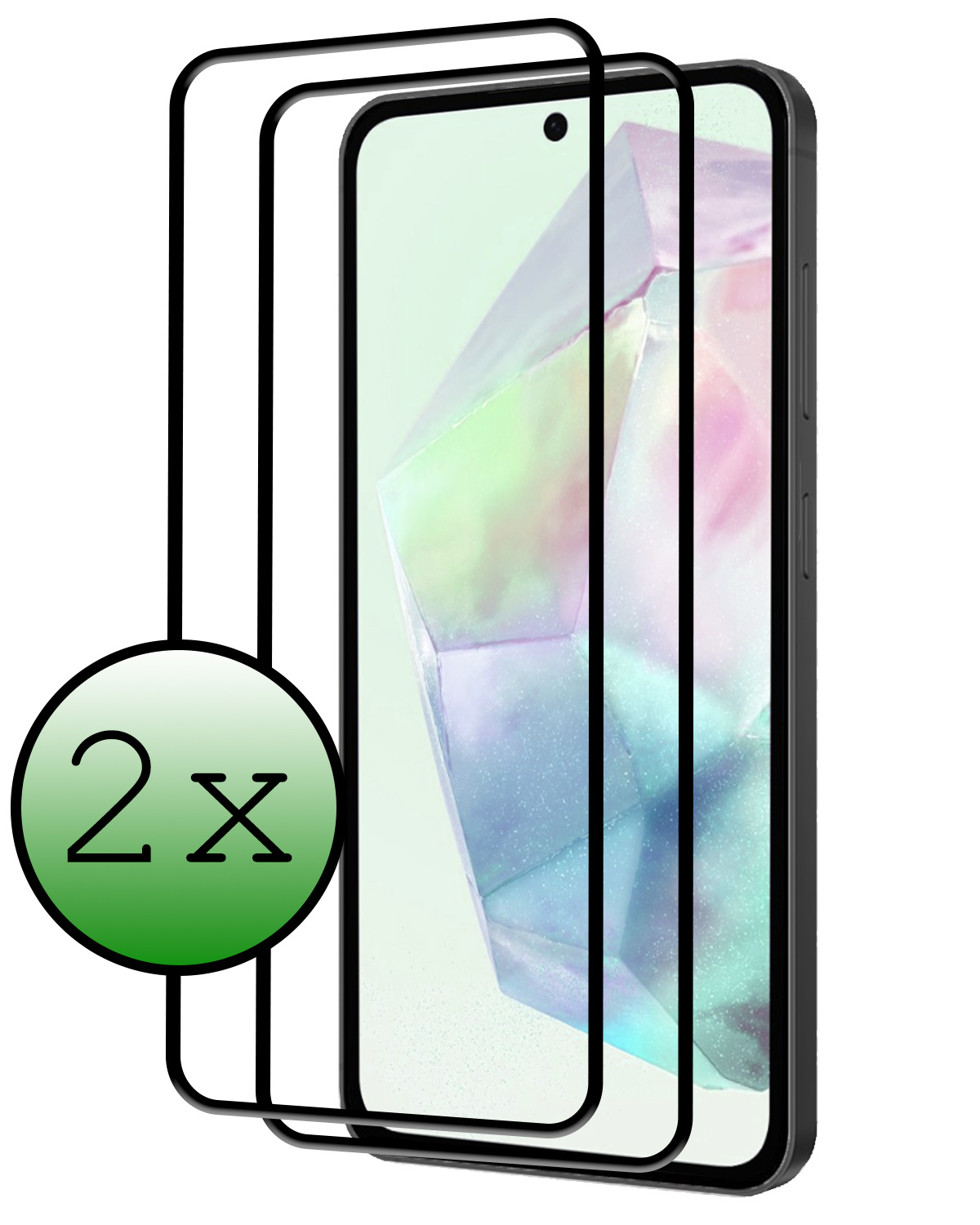 BASEY. Screenprotector Geschikt voor Samsung A35 Screenprotector Beschermglas Full Cover - Screenprotector Geschikt voor Samsung Galaxy A35 5G Screen Protector Full Cover - 2 Stuks