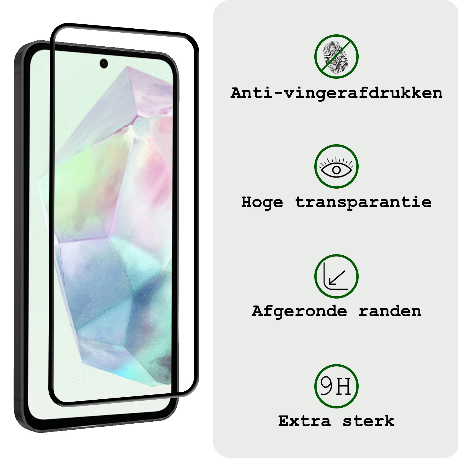 BASEY. Screenprotector Geschikt voor Samsung A35 Screenprotector Beschermglas Full Cover - Screenprotector Geschikt voor Samsung Galaxy A35 5G Screen Protector Full Cover - 3 Stuks