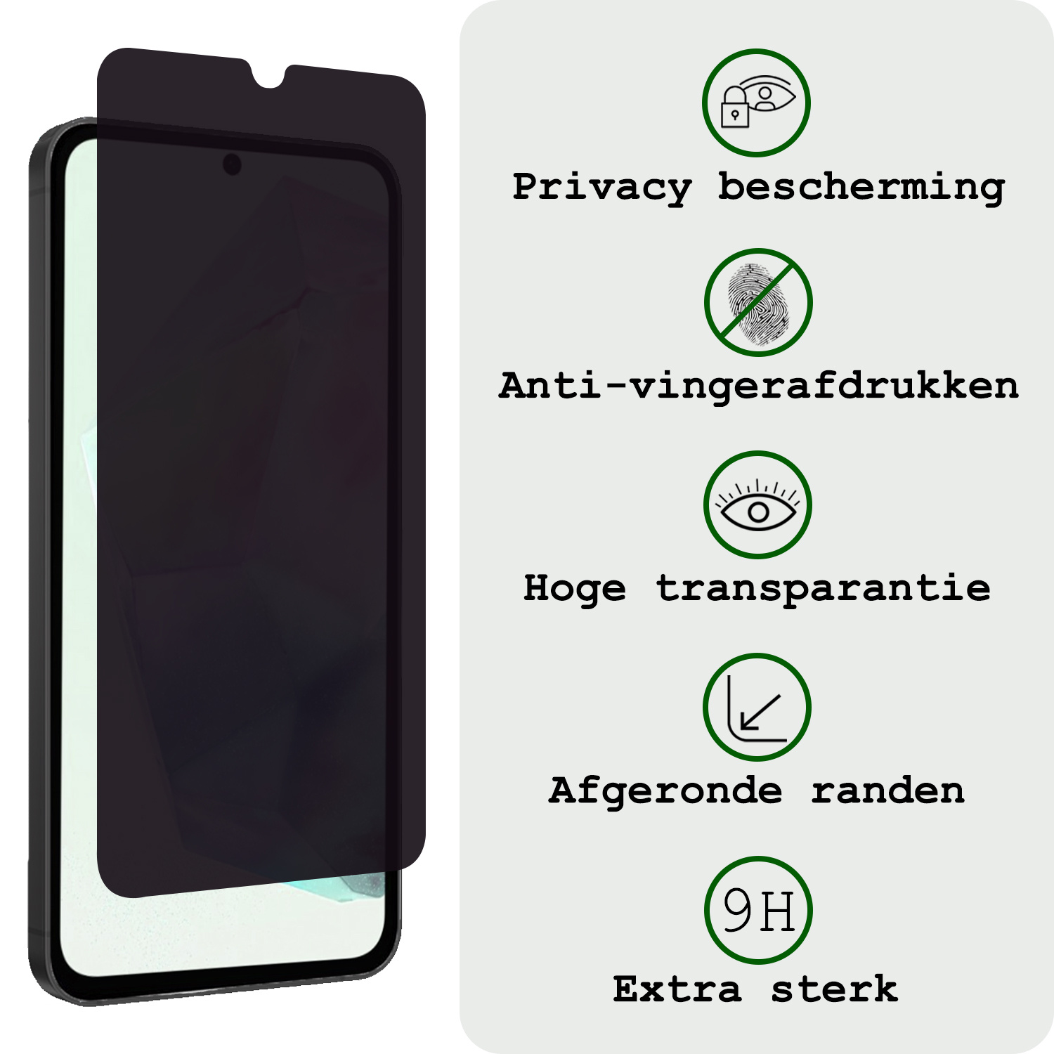 BASEY. Screenprotector Geschikt voor Samsung A35 Screenprotector Privacy Beschermglas - Screenprotector Geschikt voor Samsung Galaxy A35 5G Screen Protector Full Screen Privacy