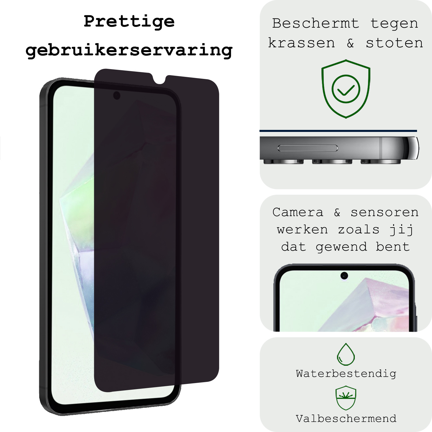 BASEY. Screenprotector Geschikt voor Samsung A35 Screenprotector Privacy Beschermglas - Screenprotector Geschikt voor Samsung Galaxy A35 5G Screen Protector Full Screen Privacy - 3 Stuks