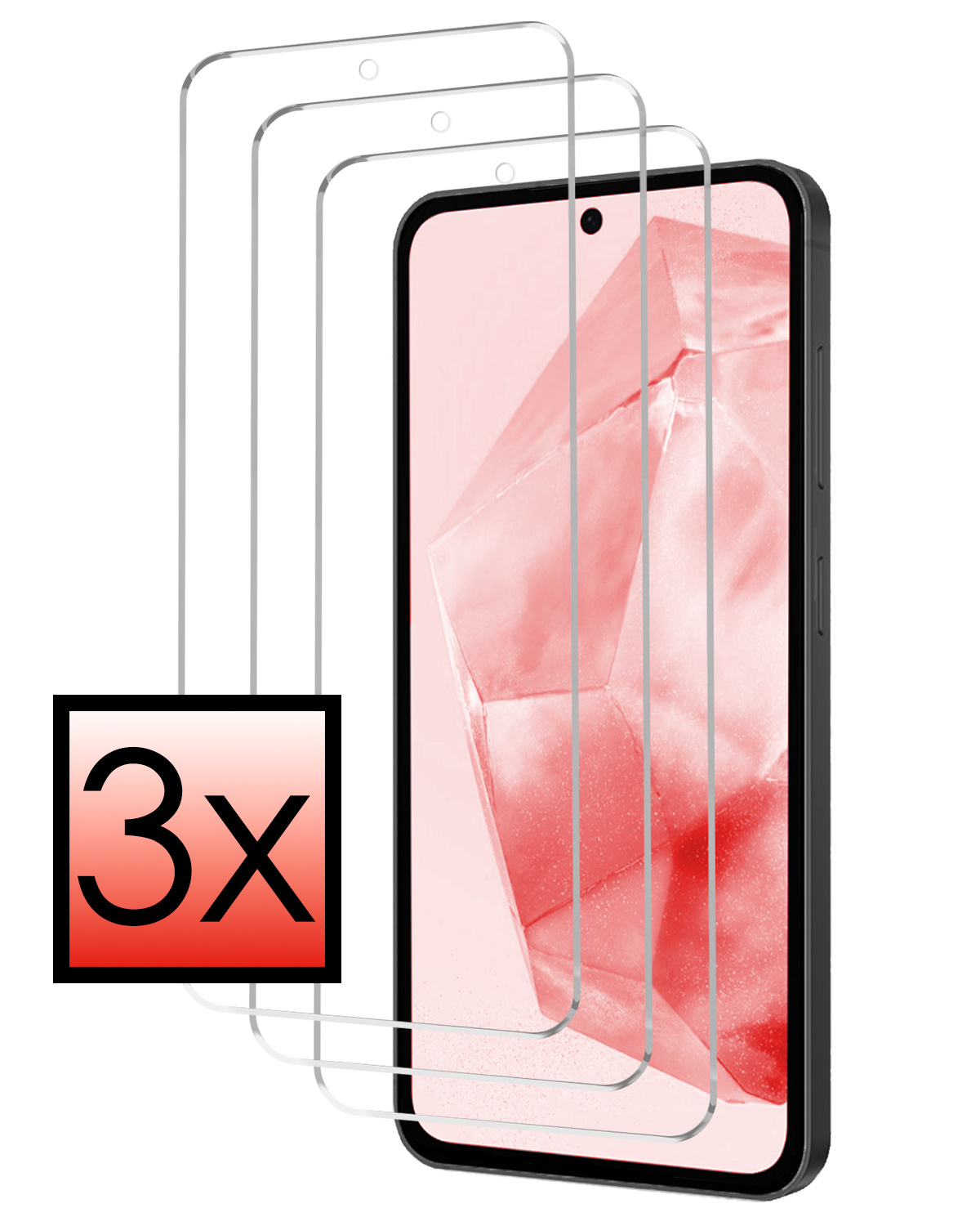NoXx Screenprotector Geschikt voor Samsung A35 Screenprotector Tempered Glass Gehard Glas Beschermglas - 3x