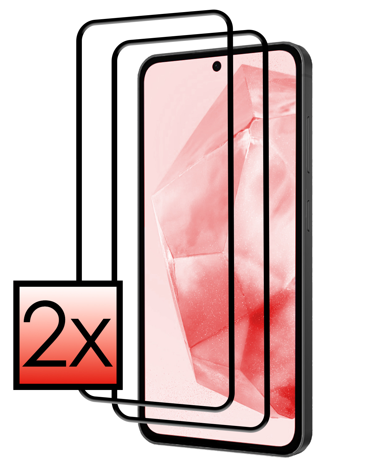 NoXx Screenprotector Geschikt voor Samsung A35 Screenprotector Tempered Glass Gehard Glas Full Cover - 2x