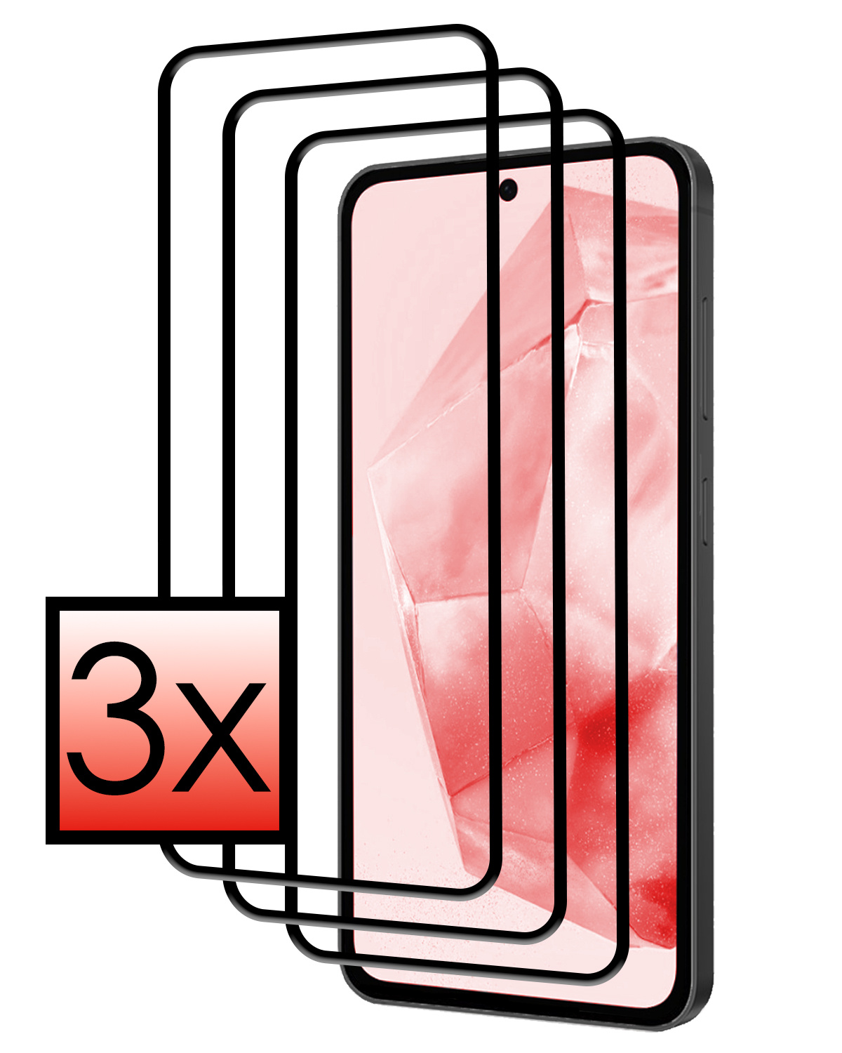 NoXx Screenprotector Geschikt voor Samsung A35 Screenprotector Tempered Glass Gehard Glas Full Cover - 3x