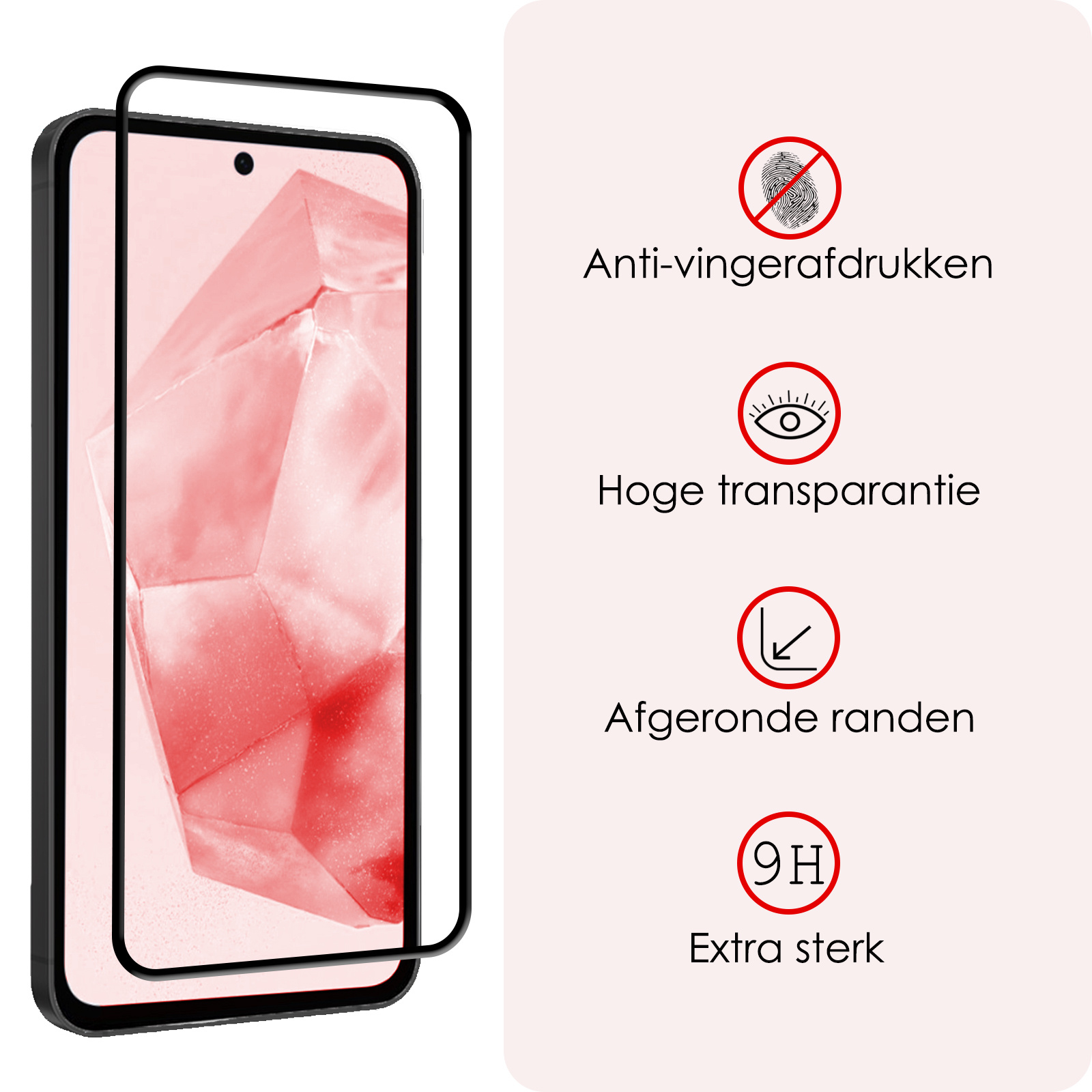 NoXx Screenprotector Geschikt voor Samsung A35 Screenprotector Tempered Glass Gehard Glas Full Cover - 3x