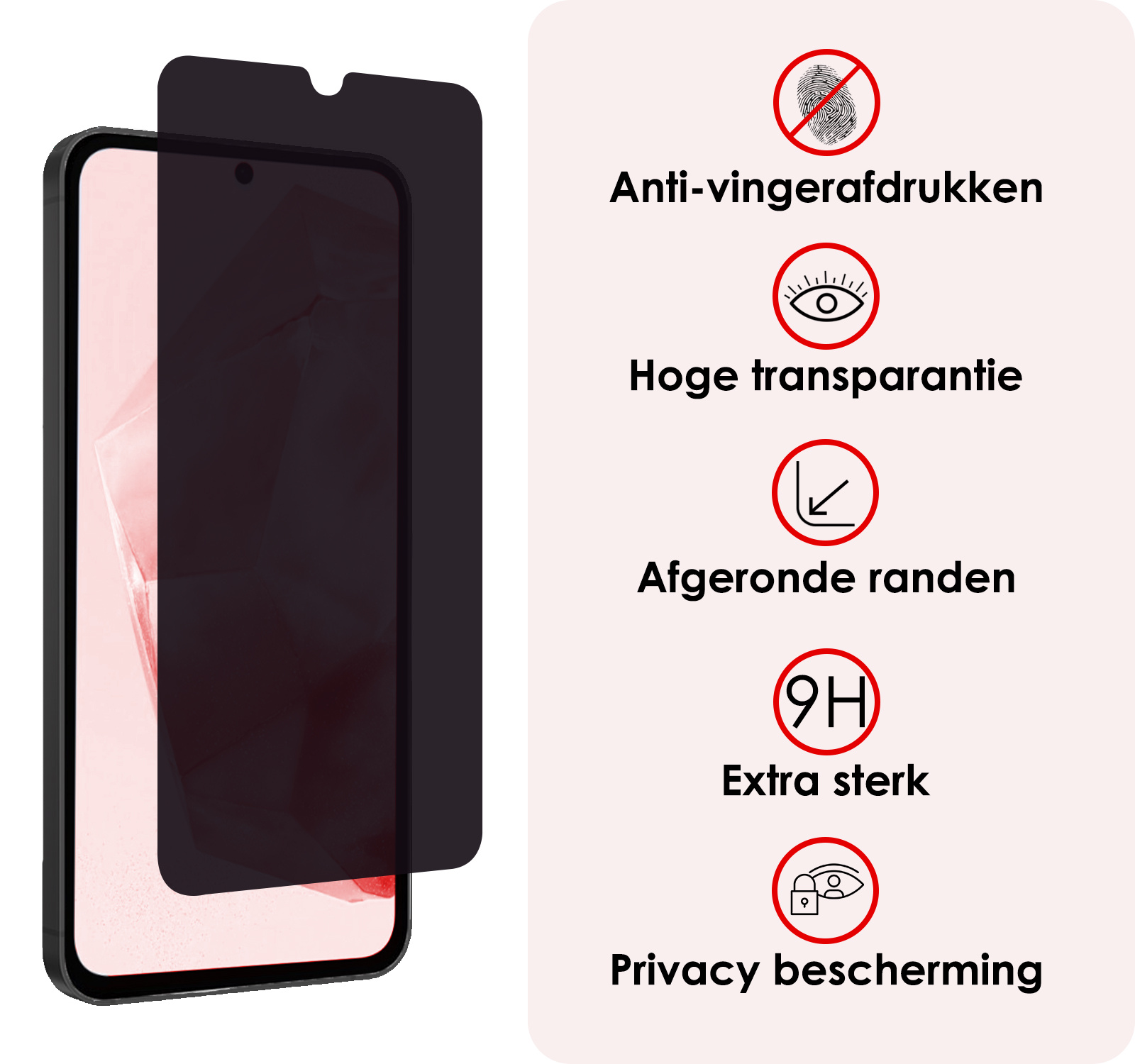 NoXx Screenprotector Geschikt voor Samsung A35 Screenprotector Privacy Tempered Glass Gehard Glas Display Cover - 2x
