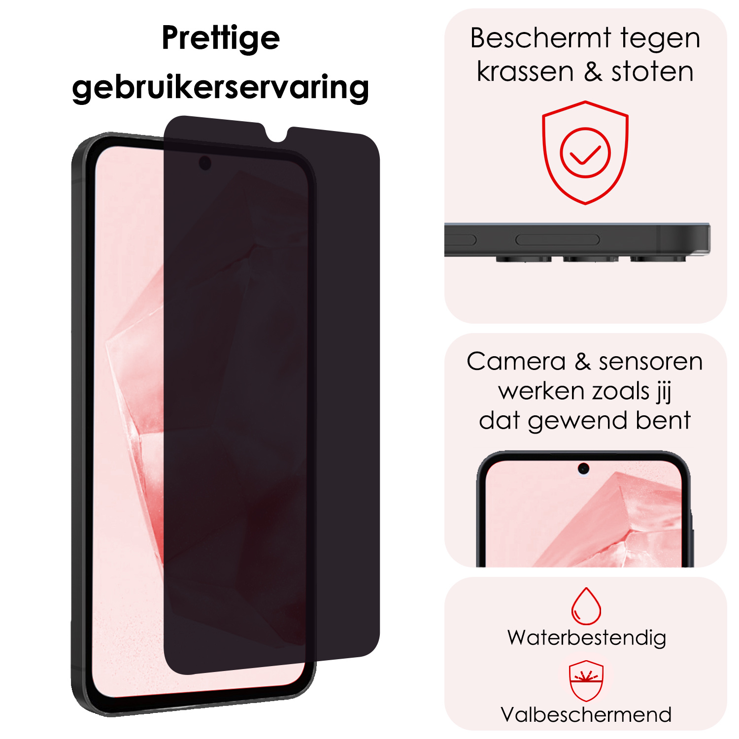 NoXx Screenprotector Geschikt voor Samsung A35 Screenprotector Privacy Tempered Glass Gehard Glas Display Cover - 2x