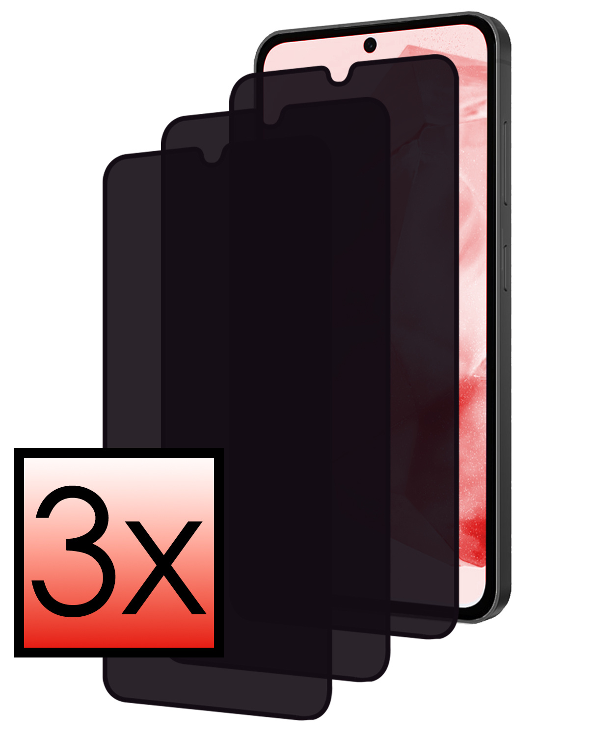 NoXx Screenprotector Geschikt voor Samsung A35 Screenprotector Privacy Tempered Glass Gehard Glas Display Cover - 3x
