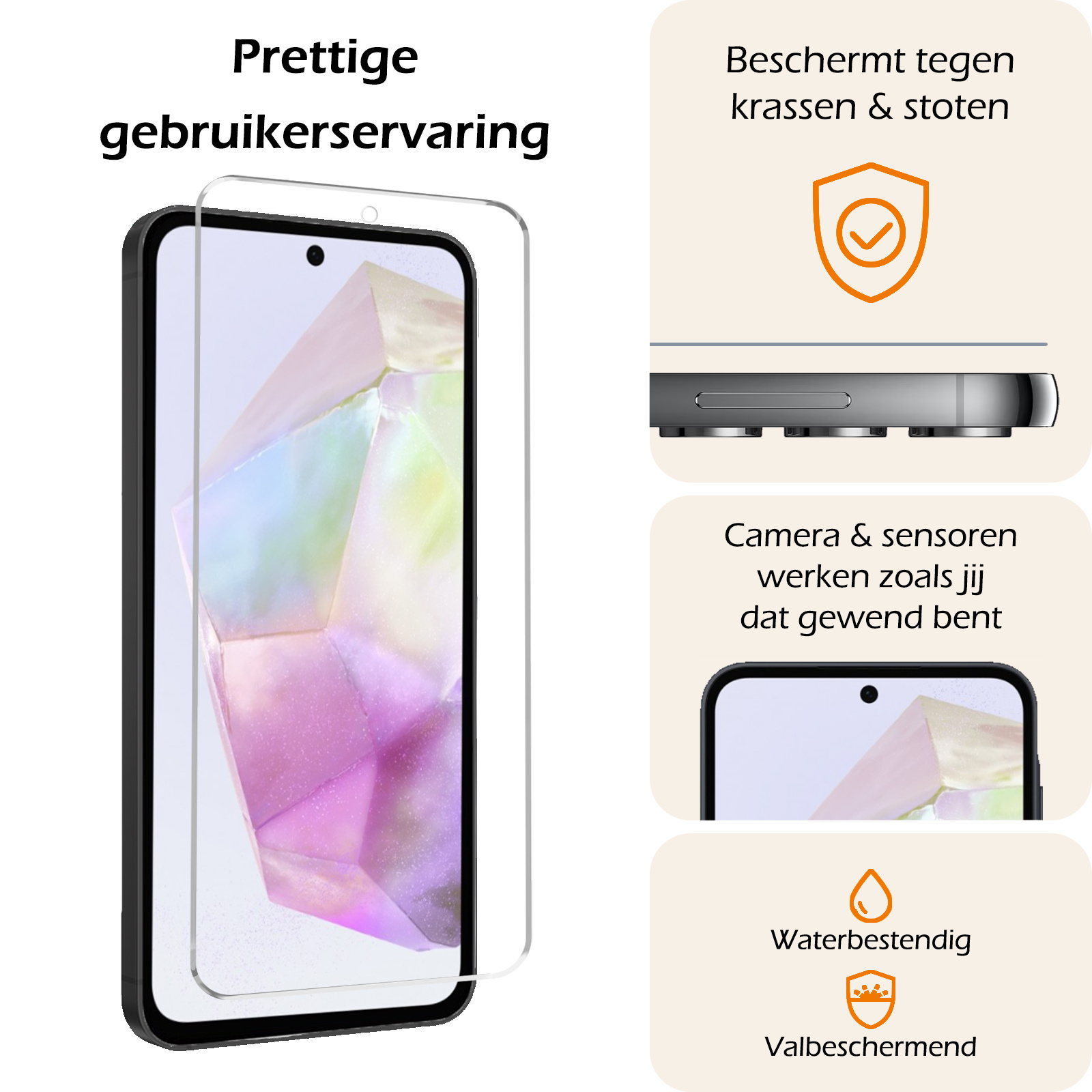 Nomfy Screenprotector Geschikt voor Samsung A35 Screenprotector Bescherm Glas Tempered Glass - Screenprotector Geschikt voor Samsung Galaxy A35 5G Screen Protector