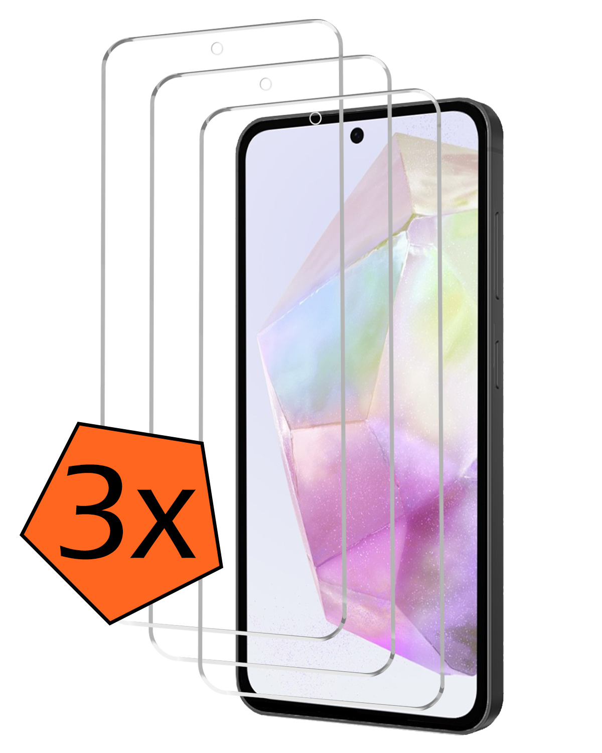 Nomfy Screenprotector Geschikt voor Samsung A35 Screenprotector Bescherm Glas Tempered Glass - Screenprotector Geschikt voor Samsung Galaxy A35 5G Screen Protector - 3 PACK