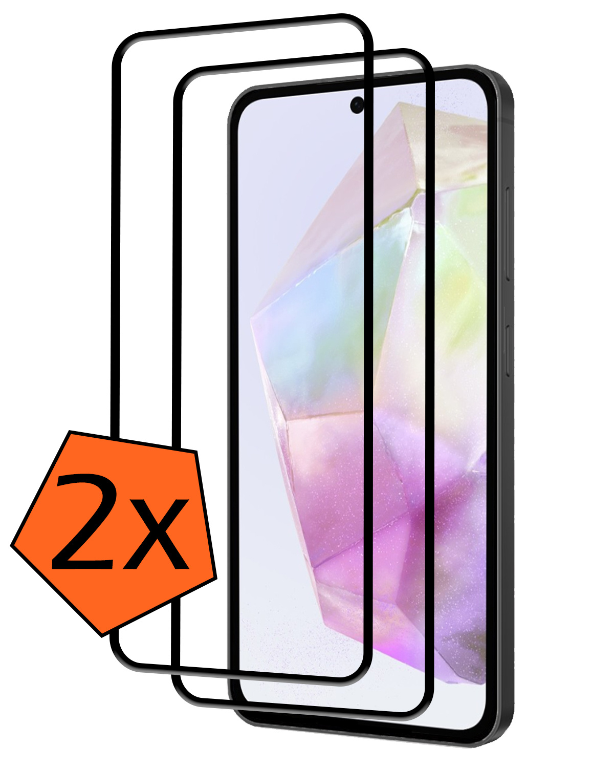 Nomfy Screenprotector Geschikt voor Samsung A35 Screenprotector Bescherm Glas - Screenprotector Geschikt voor Samsung Galaxy A35 5G Screen Protector Tempered Glass Full Screen Full Cover - 2 PACK