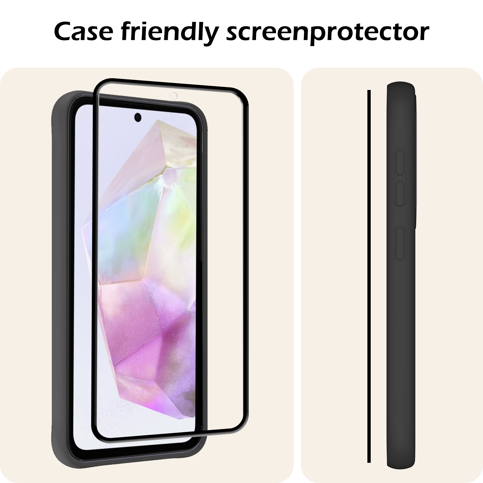 Nomfy Screenprotector Geschikt voor Samsung A35 Screenprotector Bescherm Glas - Screenprotector Geschikt voor Samsung Galaxy A35 5G Screen Protector Tempered Glass Full Screen Full Cover - 3 PACK