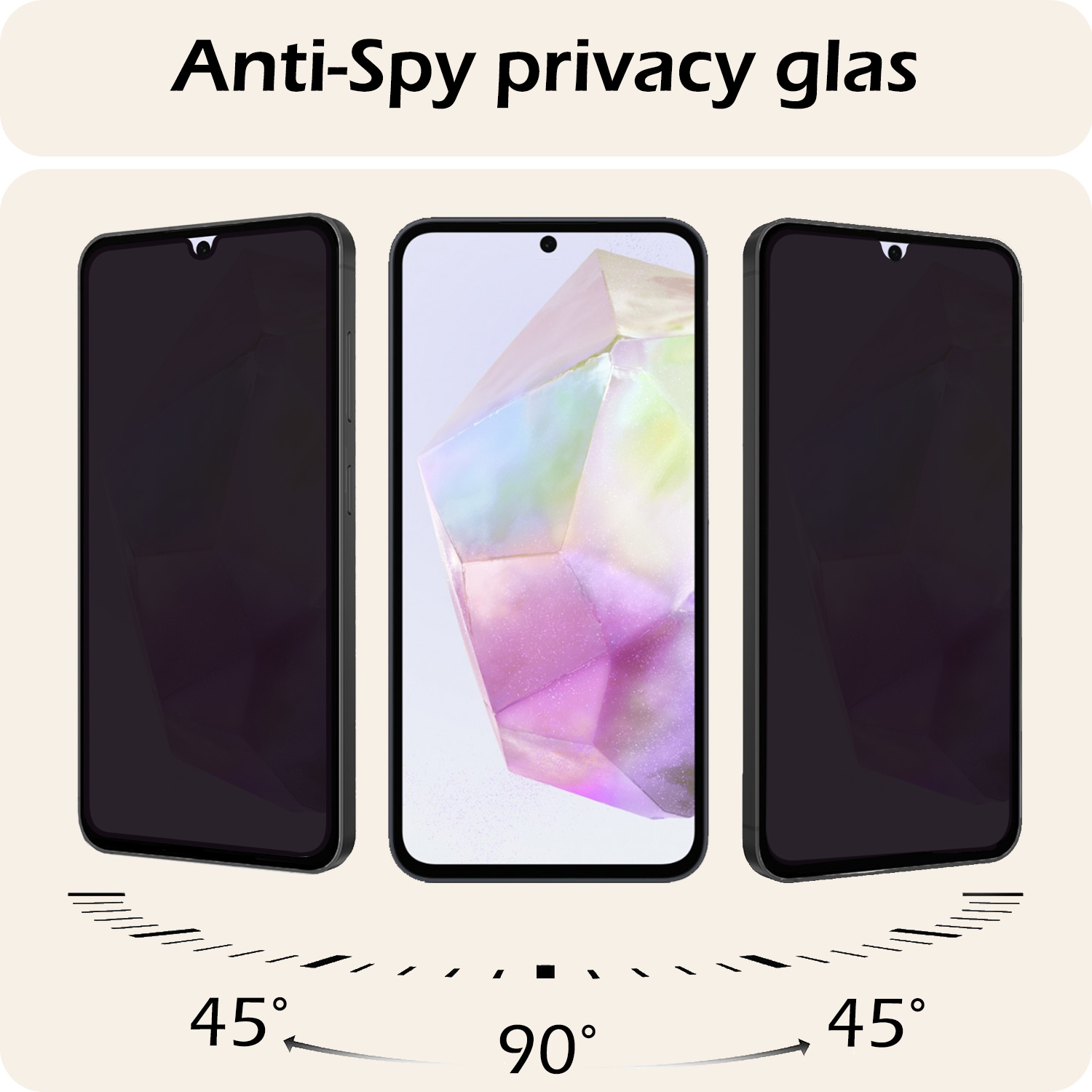 Nomfy Screenprotector Geschikt voor Samsung A35 Screenprotector Privacy Bescherm Glas - Screenprotector Geschikt voor Samsung Galaxy A35 5G Privacy Screenprotector Tempered Glass