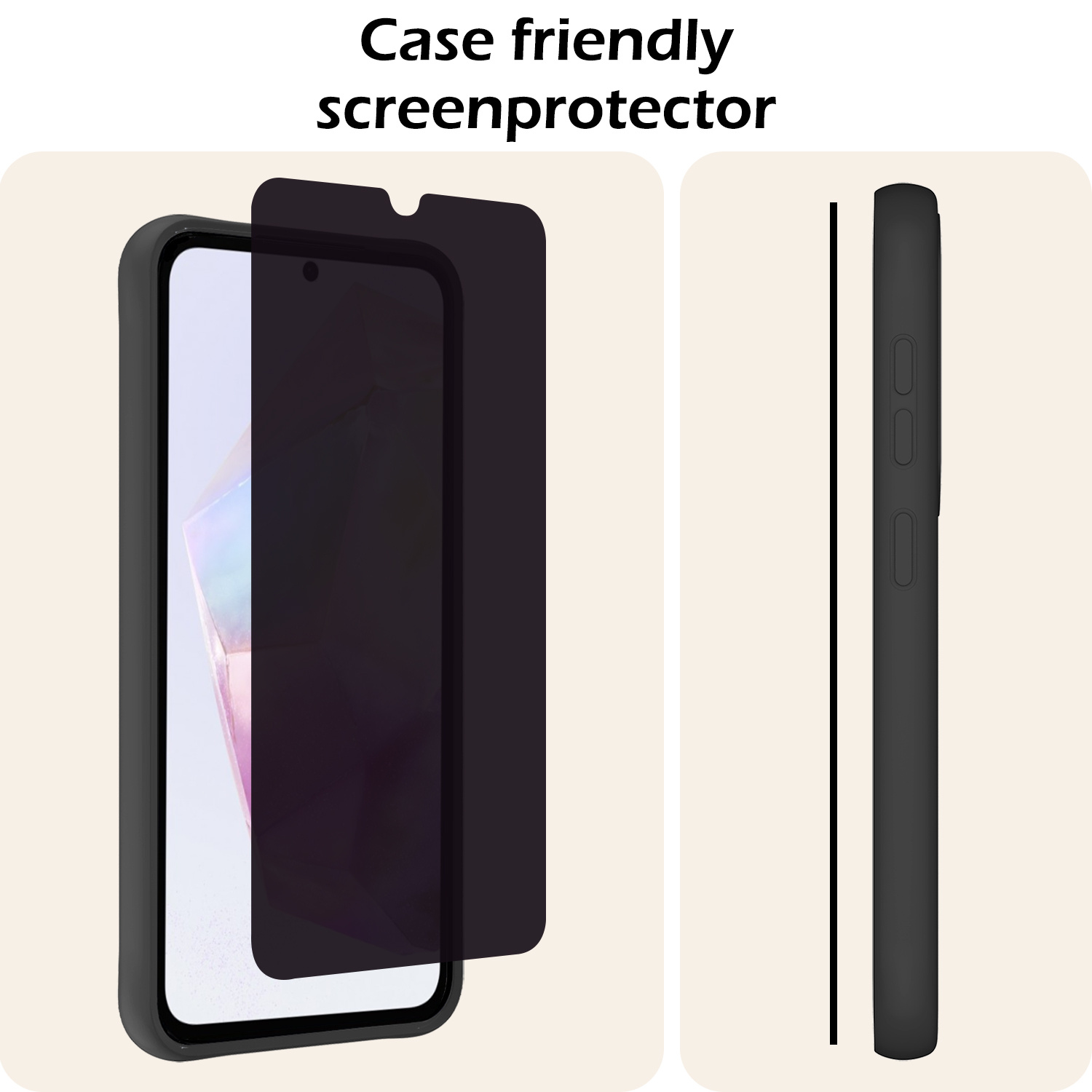Nomfy Screenprotector Geschikt voor Samsung A35 Screenprotector Privacy Bescherm Glas - Screenprotector Geschikt voor Samsung Galaxy A35 5G Privacy Screenprotector Tempered Glass - 2 PACK