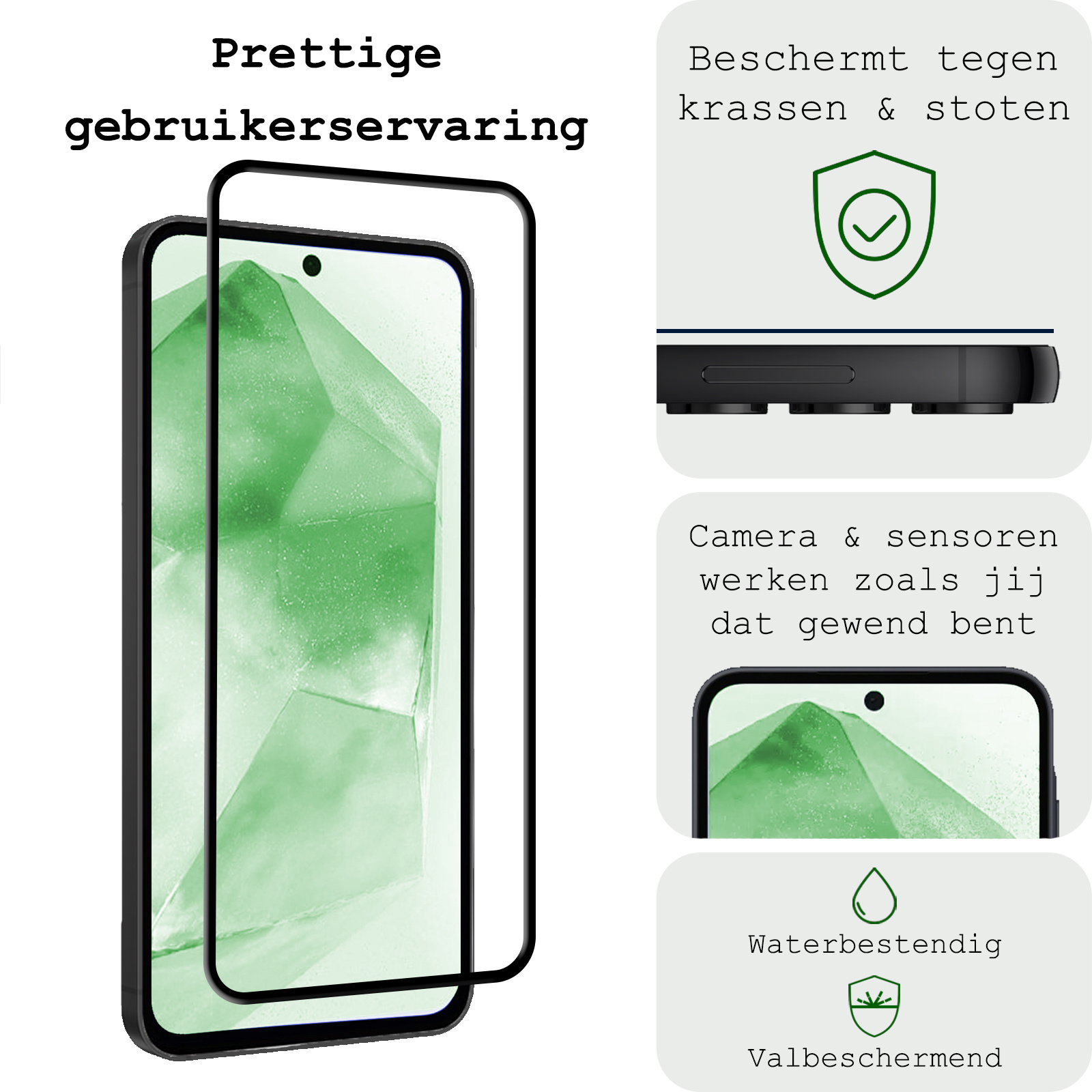 BASEY. Screenprotector Geschikt voor Samsung A55 Screenprotector Beschermglas Full Cover - Screenprotector Geschikt voor Samsung Galaxy A55 Screen Protector Full Cover - 2 Stuks