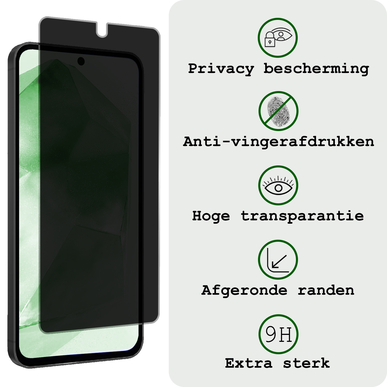 BASEY. Screenprotector Geschikt voor Samsung A55 Screenprotector Privacy Beschermglas - Screenprotector Geschikt voor Samsung Galaxy A55 Screen Protector Full Screen Privacy - 2 Stuks