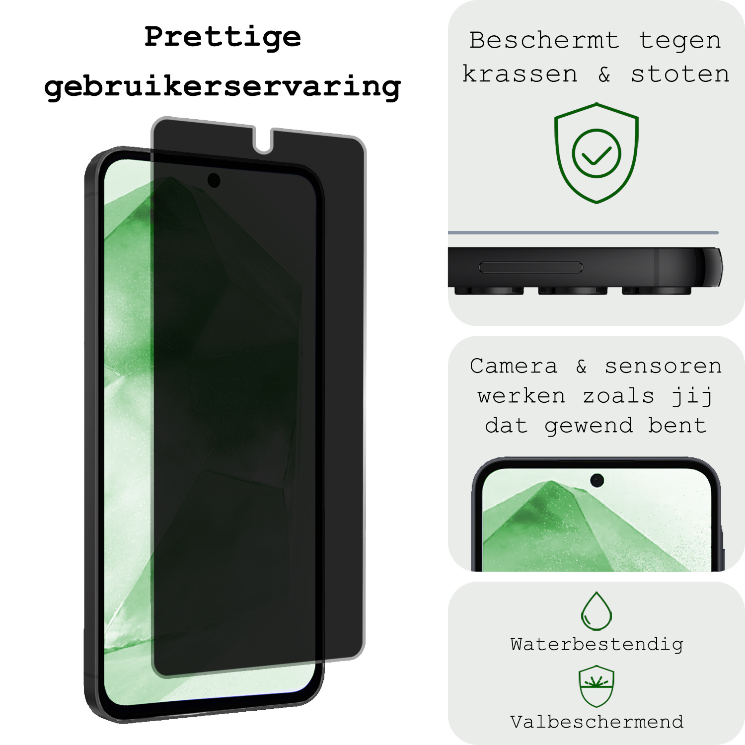 BASEY. Screenprotector Geschikt voor Samsung A55 Screenprotector Privacy Beschermglas - Screenprotector Geschikt voor Samsung Galaxy A55 Screen Protector Full Screen Privacy - 2 Stuks