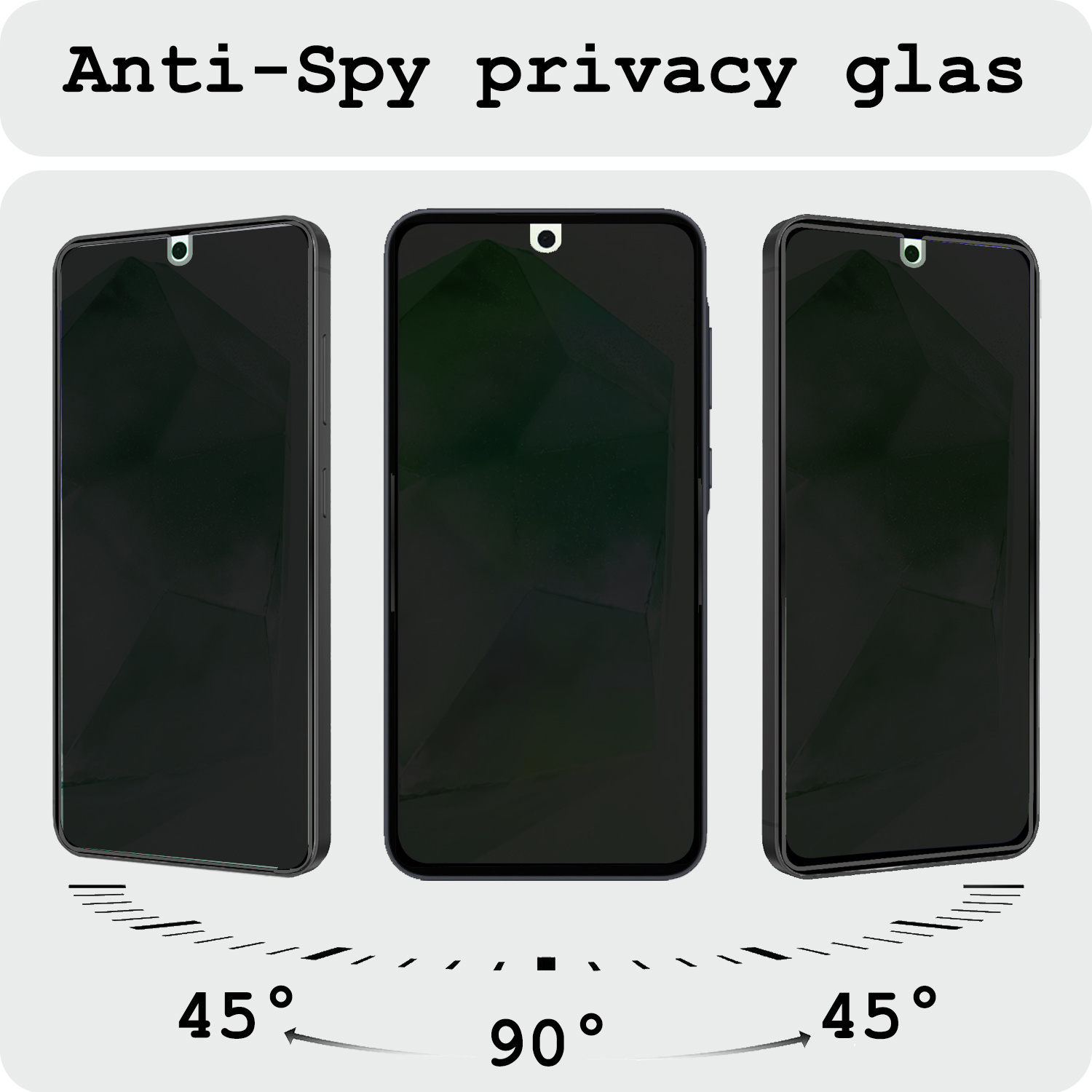 BASEY. Screenprotector Geschikt voor Samsung A55 Screenprotector Privacy Beschermglas - Screenprotector Geschikt voor Samsung Galaxy A55 Screen Protector Full Screen Privacy - 3 Stuks