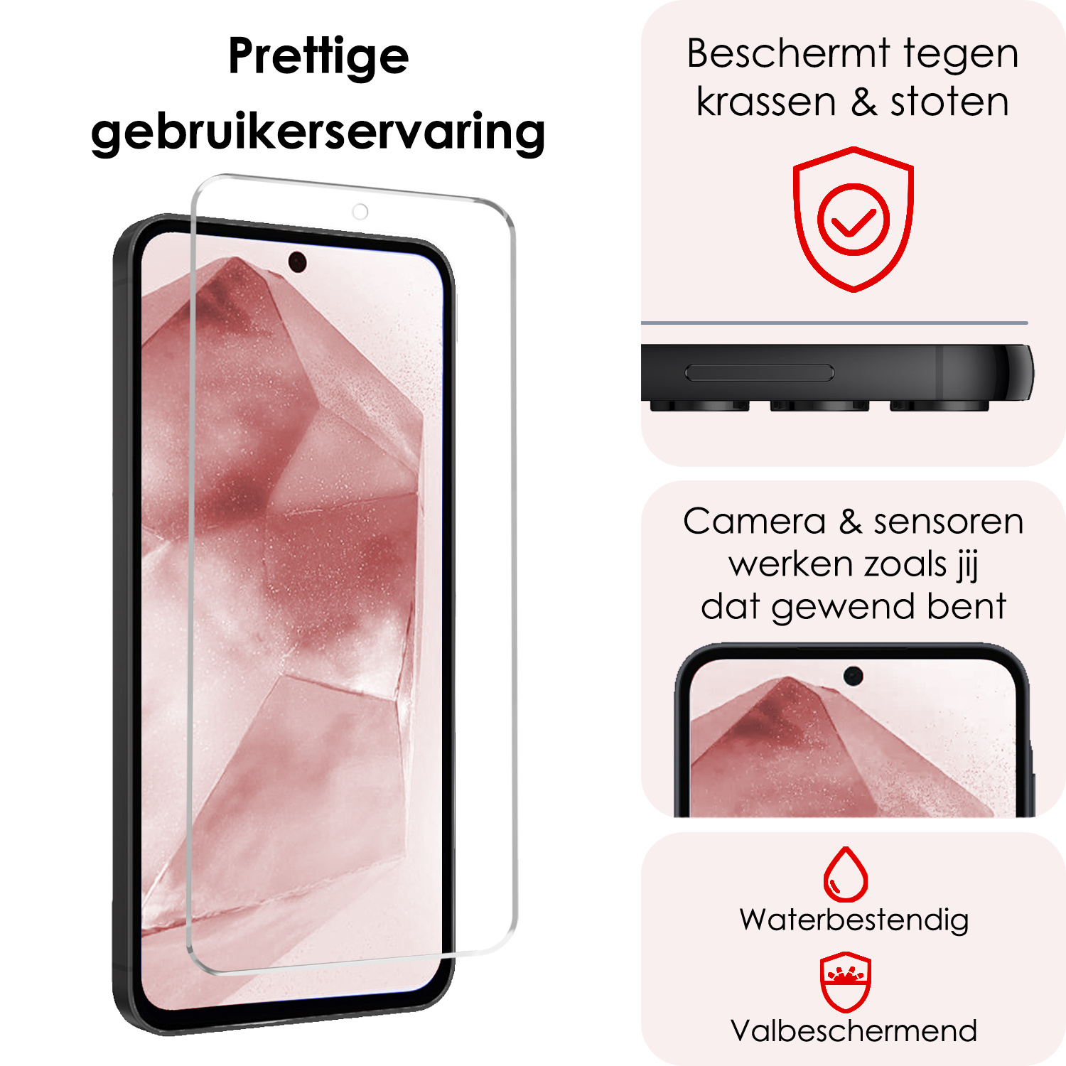 NoXx Screenprotector Geschikt voor Samsung A55 Screenprotector Tempered Glass Gehard Glas Beschermglas - 2x