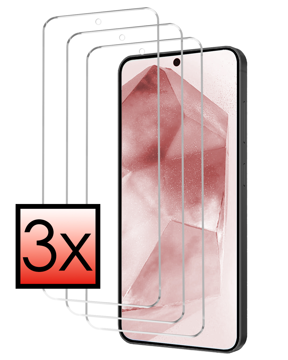 NoXx Screenprotector Geschikt voor Samsung A55 Screenprotector Tempered Glass Gehard Glas Beschermglas - 3x