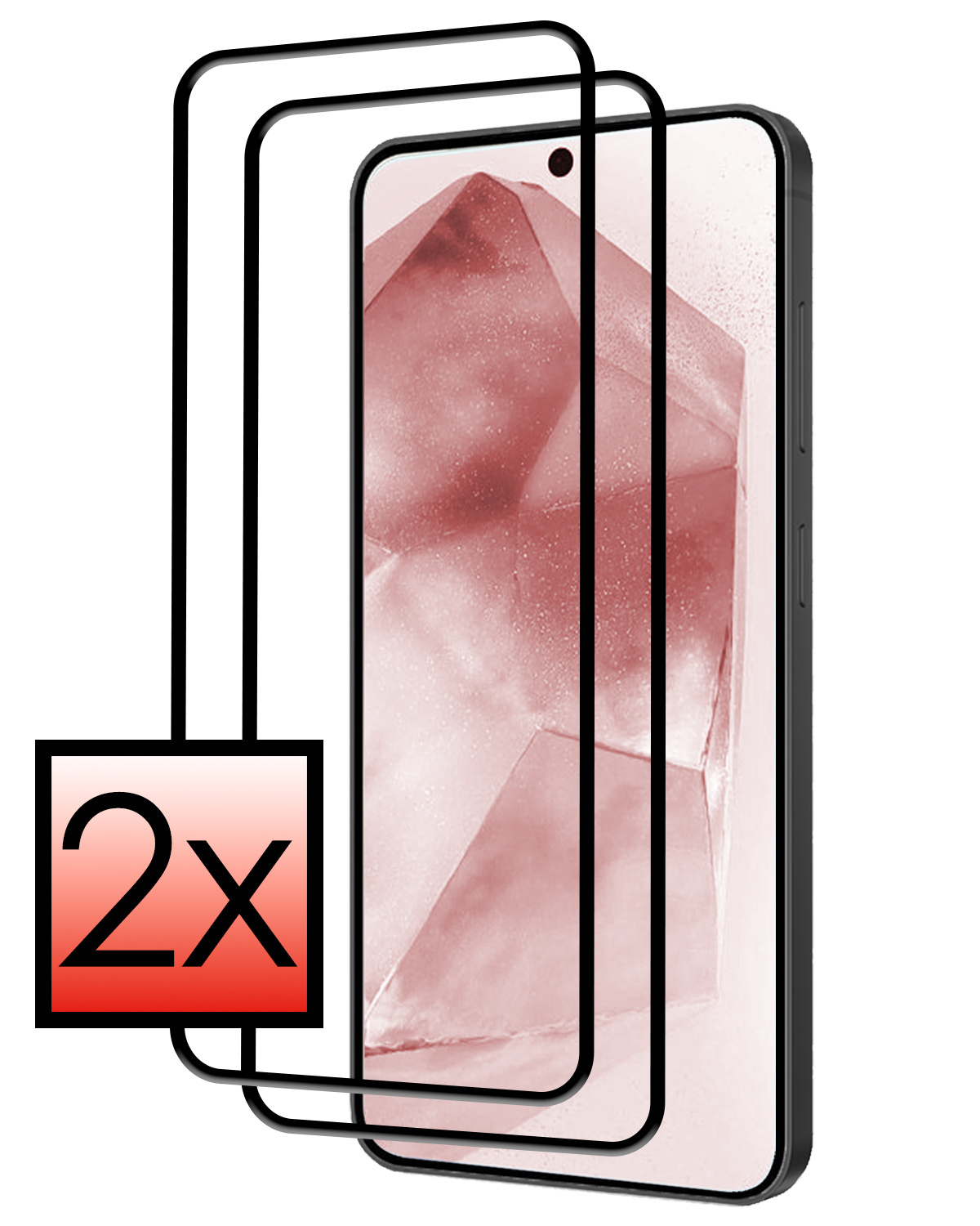 NoXx Screenprotector Geschikt voor Samsung A55 Screenprotector Tempered Glass Gehard Glas Full Cover - 2x