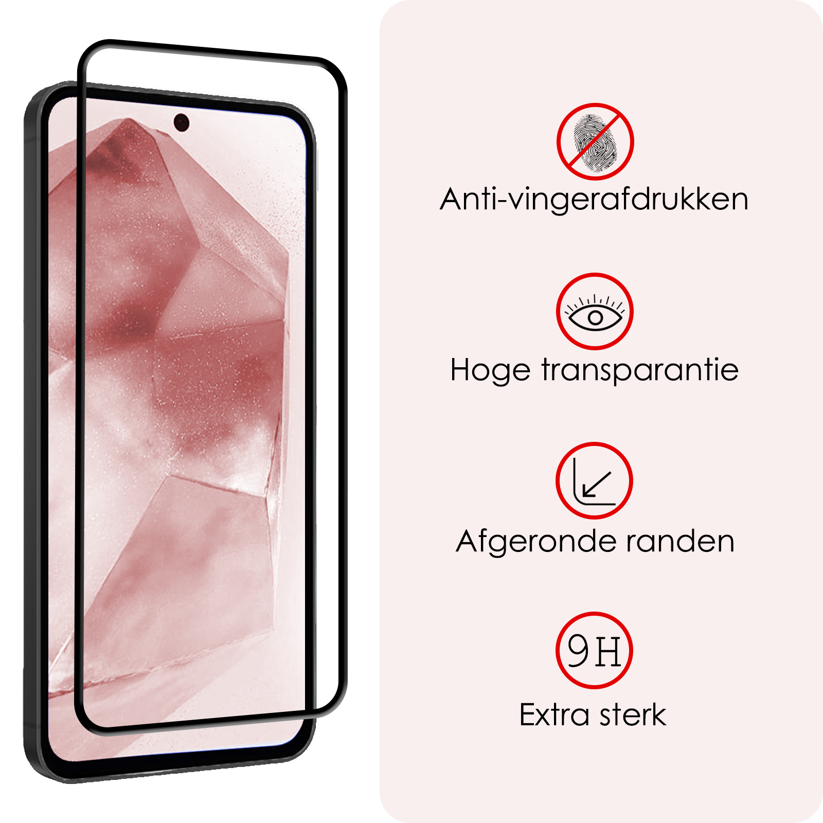 NoXx Screenprotector Geschikt voor Samsung A55 Screenprotector Tempered Glass Gehard Glas Full Cover - 2x