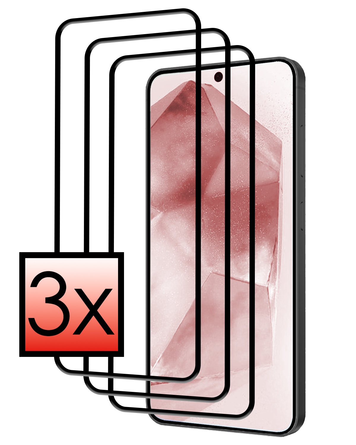 NoXx Screenprotector Geschikt voor Samsung A55 Screenprotector Tempered Glass Gehard Glas Full Cover - 3x