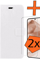 Nomfy Hoesje Geschikt voor Samsung A55 Hoes Bookcase Flipcase Book Cover Met 2x Screenprotector - Hoes Geschikt voor Samsung Galaxy A55 Hoesje Book Case - Wit