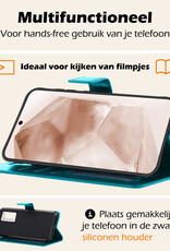 Nomfy Hoesje Geschikt voor Samsung A55 Hoes Bookcase Flipcase Book Cover Met 2x Screenprotector - Hoes Geschikt voor Samsung Galaxy A55 Hoesje Book Case - Turquoise