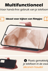 Nomfy Hoesje Geschikt voor Samsung A55 Hoes Bookcase Flipcase Book Cover Met 2x Screenprotector - Hoes Geschikt voor Samsung Galaxy A55 Hoesje Book Case - Rosé goud