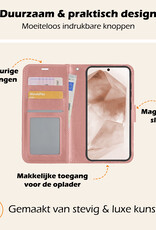 Nomfy Hoesje Geschikt voor Samsung A55 Hoes Bookcase Flipcase Book Cover Met 2x Screenprotector - Hoes Geschikt voor Samsung Galaxy A55 Hoesje Book Case - Rosé goud