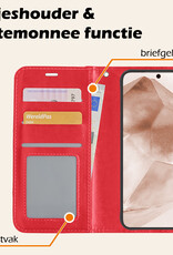 Nomfy Hoesje Geschikt voor Samsung A55 Hoes Bookcase Flipcase Book Cover Met 2x Screenprotector - Hoes Geschikt voor Samsung Galaxy A55 Hoesje Book Case - Rood