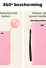 Nomfy Hoesje Geschikt voor Samsung A55 Hoes Bookcase Flipcase Book Cover Met 2x Screenprotector - Hoes Geschikt voor Samsung Galaxy A55 Hoesje Book Case - Lichtroze