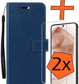 Nomfy Nomfy Samsung Galaxy A55 Hoesje Bookcase Met 2x Screenprotector - Donkerblauw
