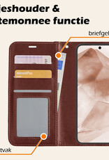 Nomfy Hoesje Geschikt voor Samsung A55 Hoes Bookcase Flipcase Book Cover Met 2x Screenprotector - Hoes Geschikt voor Samsung Galaxy A55 Hoesje Book Case - Bruin