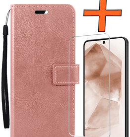 Nomfy Nomfy Samsung Galaxy A55 Hoesje Bookcase Met Screenprotector - Rose Goud