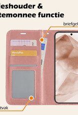 Nomfy Hoesje Geschikt voor Samsung A55 Hoes Bookcase Flipcase Book Cover Met Screenprotector - Hoes Geschikt voor Samsung Galaxy A55 Hoesje Book Case - Rosé goud