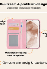 Nomfy Hoesje Geschikt voor Samsung A55 Hoes Bookcase Flipcase Book Cover Met Screenprotector - Hoes Geschikt voor Samsung Galaxy A55 Hoesje Book Case - Lichtroze