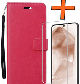 Nomfy Nomfy Samsung Galaxy A55 Hoesje Bookcase Met Screenprotector - Donkerroze